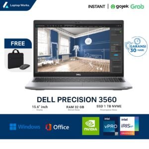 Dell Precision 3560 Dual VGA Nvida Geforce T500 2GB Core I7 gen 11 Ram 32gb Ssd 1TB NVME