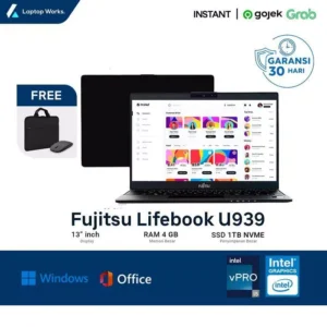 Fujitsu U939 I5 Gen 8 Ram 4GB SSD 512GB Free Mouse Dan Tas Ultra Slim Ringan Hanya 800gr